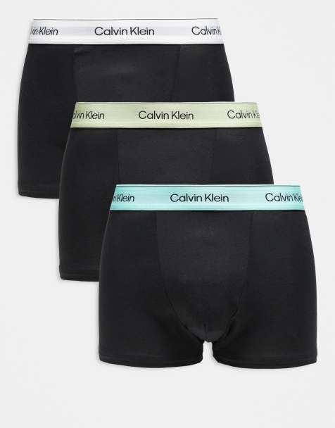 Calvin Klein - Icon Cotton Stretch - Lot de 3 boxers à pinces avec taille verte - Noir - view 1