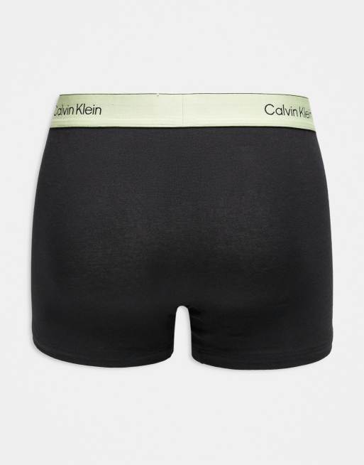 Calvin Klein - Icon Cotton Stretch - Lot de 3 boxers à pinces avec taille verte - Noir, 3 de 3