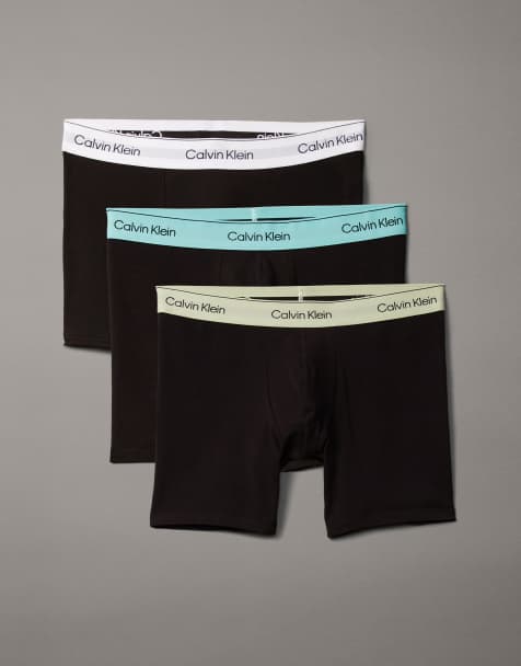 Calvin Klein - Icon Cotton Stretch - Lot de 3 boxers à taille contrastante verte - Noir - view 1