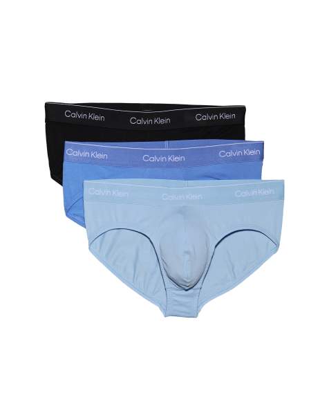 Calvin Klein - Icon Cotton Stretch - Lot de 3 slips à taille basse - Bleu/noir - view 1