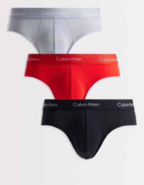 Calvin Klein - Icon Cotton Stretch - Lot de 3 slips à taille basse - Noir, gris et rouge - view 1