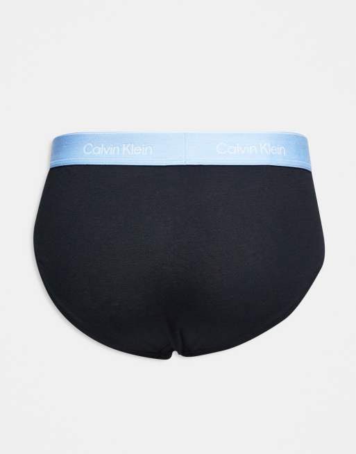 Calvin Klein - Icon Cotton Stretch - Lot de 3 slips avec taille basse contrastante - Rouge, bleu et crème, 3 de 3