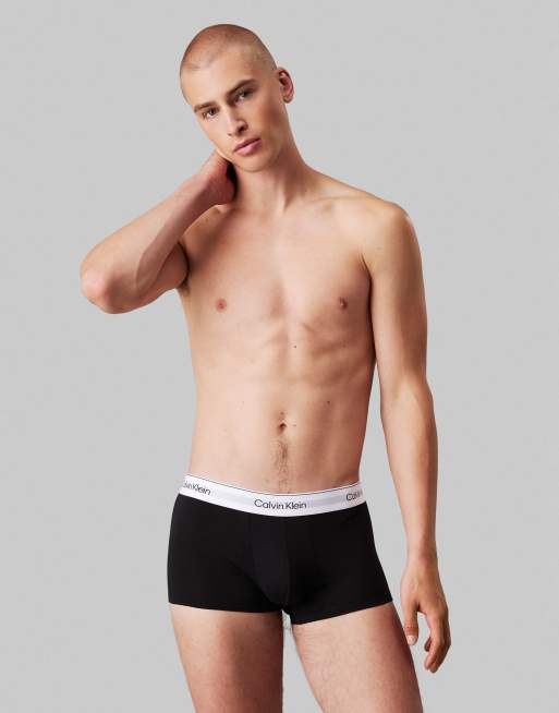 Calvin Klein - Icon Cotton Stretch - Lot de 5 boxers à taille basse - Noir/blanc/gris