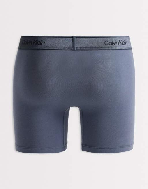Calvin Klein - Icon Cotton Stretch - Pakke med 3 par boksershorts i grå/blågrøn/grålilla, 3 af 3