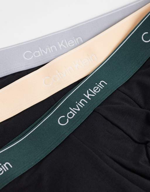 Calvin Klein - Icon Cotton Stretch - Pakke med 3 par sorte boksershorts med farvede linninger, 3 af 3