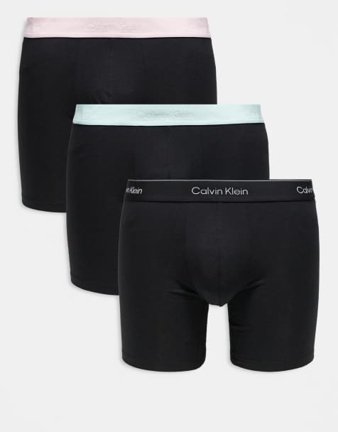 Calvin Klein - Icon Cotton Stretch - Pakke med 3 par sorte boksershorts med farvede linninger - view 1