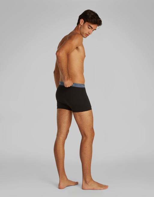 Calvin Klein - Icon Cotton Stretch - Pakke med 3 par sorte boksershorts med panel foran og taljebånd i rød/grå/blå, 3 af 4
