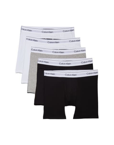 Calvin Klein - Icon - Cotton Stretch - Set van 5 boxershorts in zwart/wit/grijs - view 1