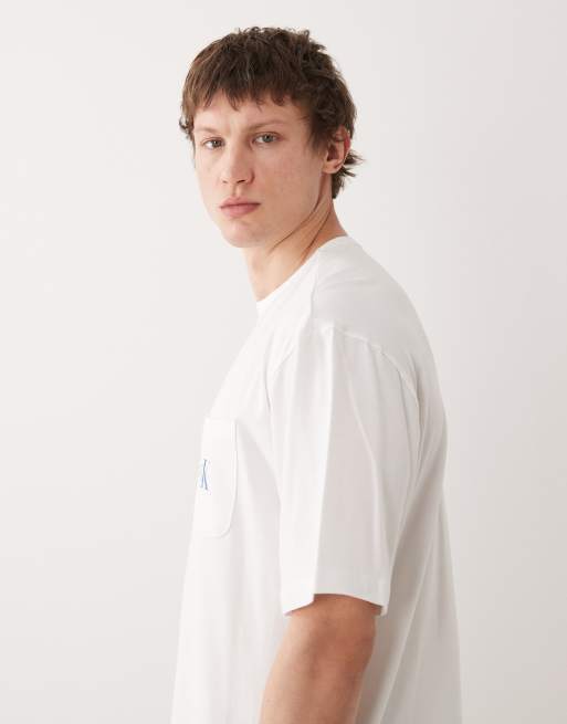 Calvin Klein - Icon Cotton Stretch - T-shirt confort décontracté avec poche - Blanc, 4 de 5