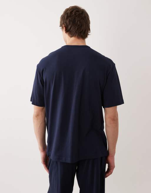 Calvin Klein - Icon Cotton Stretch - T-Shirt da casa blu navy con monogramma in coordinato, 3 di 5