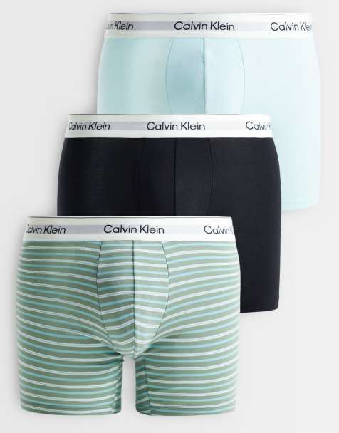 Calvin Klein – Icon Cotton Stretch – Zestaw 3 par bokserek z bawełny ze stretchem w kolorach czarnym, morskim i ze wzorem w paski - view 1