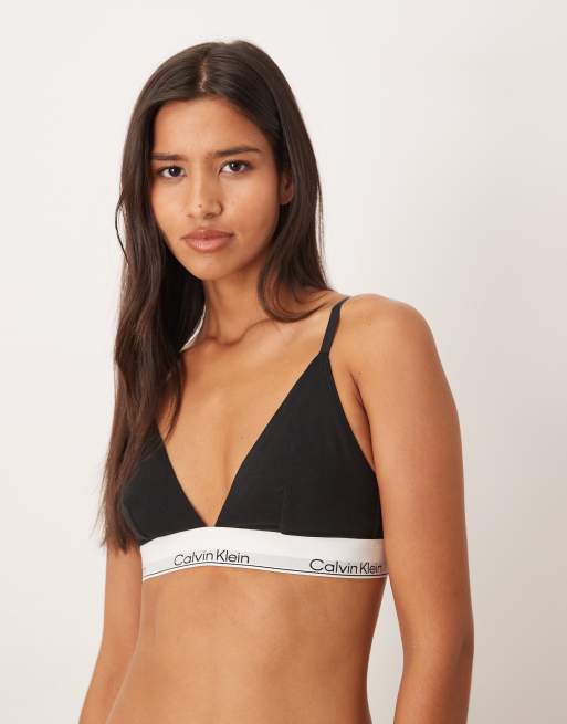 Calvin Klein – Icon – Czarna braletka z mieszanki bawełny i modalu z trójkątnymi miseczkami z podszewką