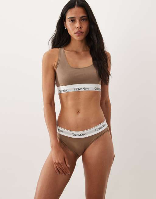 Calvin Klein – Icon Cotton Modal – Brązowy zestaw: biustonosz i figi, 3 z 3