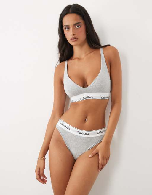 Calvin Klein - Icon - Grå tangatrusser i modal-/bomuldsblanding med høj benskæring, 2 af 4