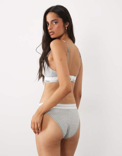 Calvin Klein - Icon - Grå tangatrusser i modal-/bomuldsblanding med høj benskæring, 4 af 4