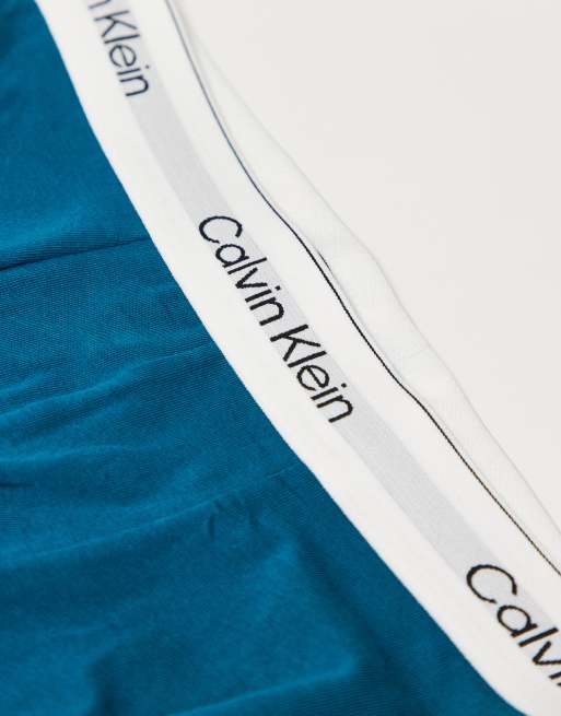 Calvin Klein – Icon – Grå/turkosblå/mönstrade boxershorts i bomull med stretch, 3-pack, 2 av 3