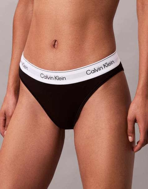 Calvin Klein - Icon - Hoogopgesneden tangaslip van katoen en modal in zwart - view 1