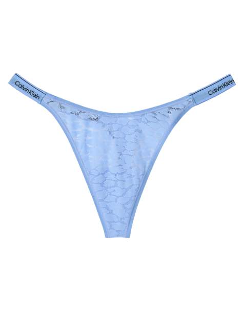 Calvin Klein - Icon - Kanten tanga-string in blauw - view 1