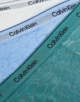Calvin Klein Icon Lace 3-pack Thongs In Multi