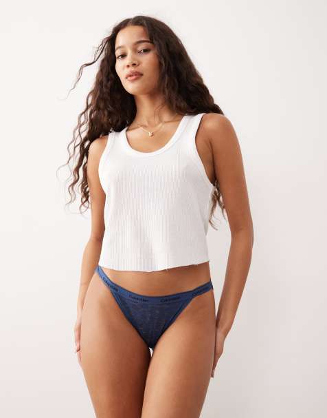 Calvin Klein Icon Lace bikini briefs in navy - view 1