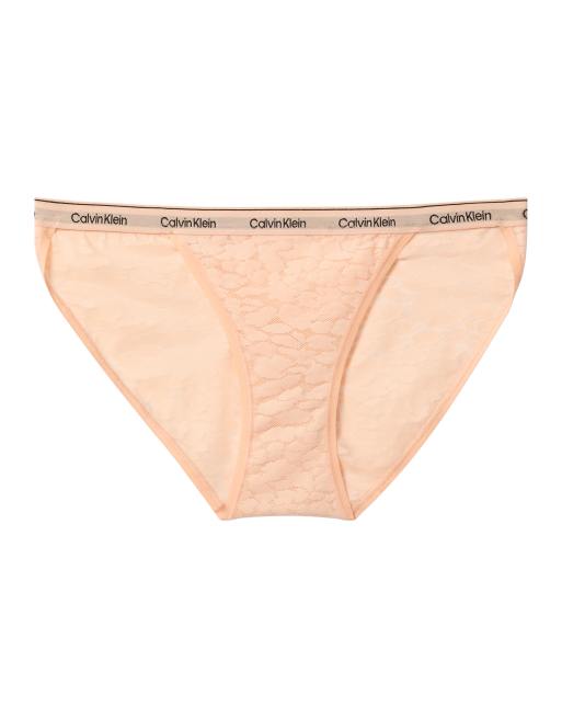 Calvin Klein – Icon Lace – Bikini-Fit-Slip in Pfirsich mit Riemchenseiten, 4 von 4