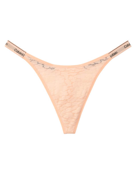 Calvin Klein - Icon Lace - Perizoma ribassato in pizzo color pesca - view 1
