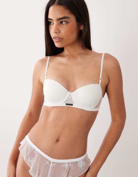 Calvin Klein Icon Lace push up balconette bra in white - view 1
