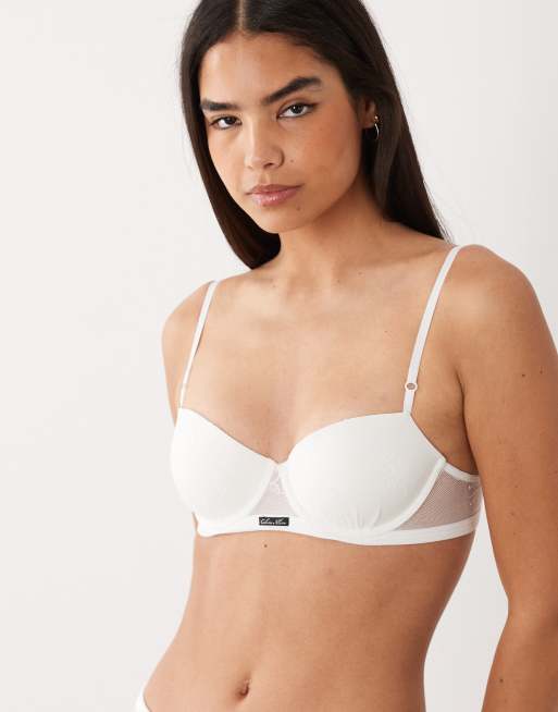 Calvin Klein Icon Lace push up balconette bra in white, 3 of 4