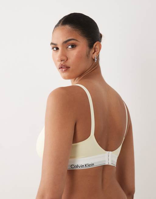 Calvin Klein – Icon – Leicht gefütterter Umstands-BH aus Baumwolle und Modal in Buttergelb, 3 von 4