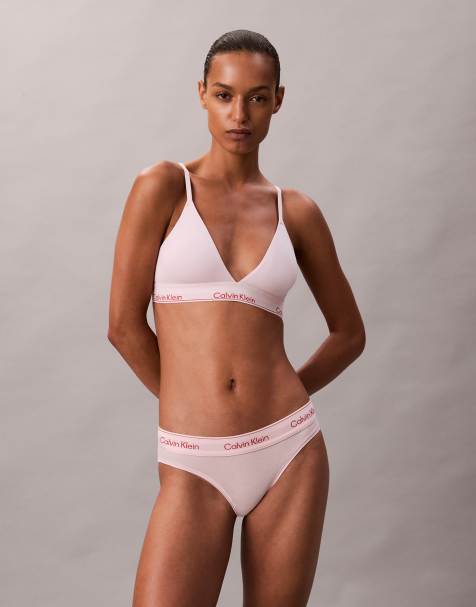 Calvin Klein – Icon – Lekko wyściełany jasnoróżowy biustonosz z trójkątnymi miseczkami - view 1