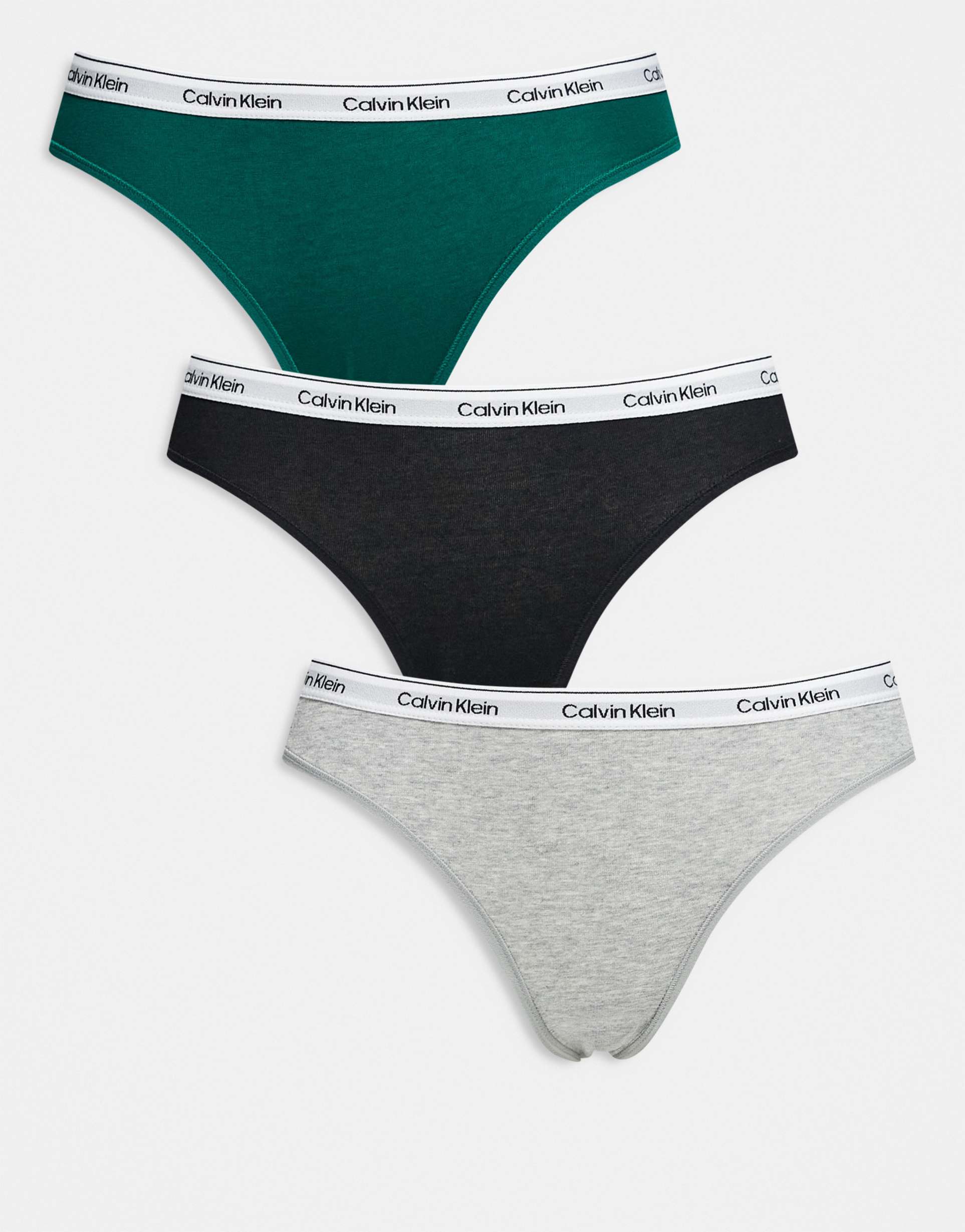 calvin klein icon logo 3 pack bikini briefs in black/gray/green