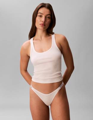 Calvin Klein Icon Logo 3-pack Dipped Thongs In Neutral