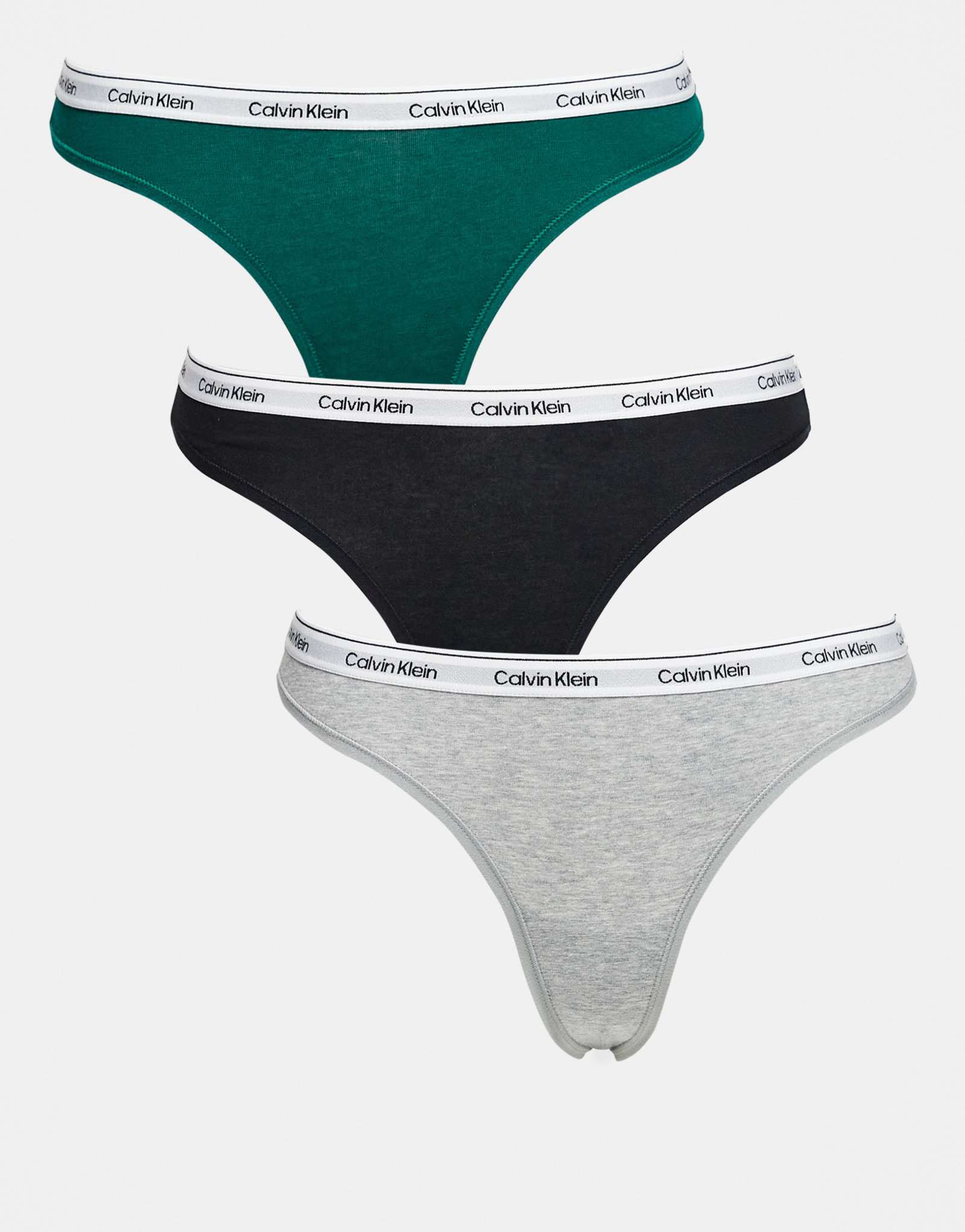 Стринги с логотипом Calvin Klein Icon, 3 упаковки, черные/серые/зеленые