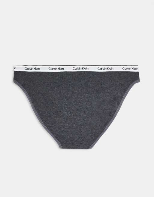 Calvin Klein Icon Logo 5 pack bikini briefs in black/grey/burgundy/red tartan, 2 of 3