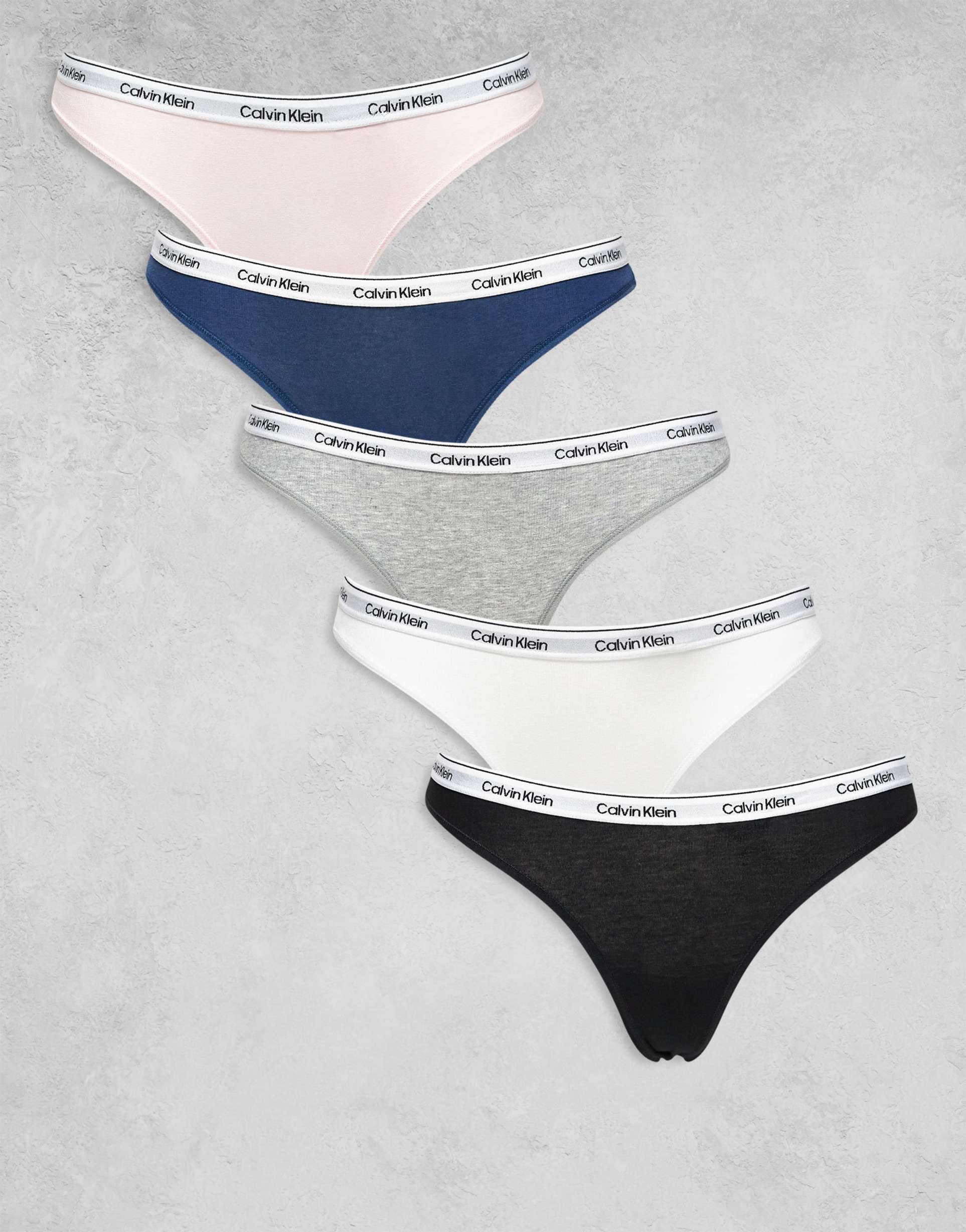 calvin klein icon logo 5 pack bikini briefs in black/white/gray/pink/blue