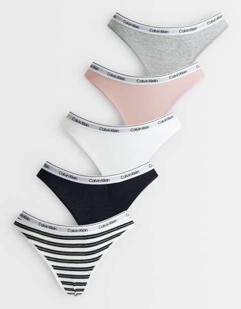 Calvin Klein Icon logo 5-pack strings in zwart/wit/grijs/roze - view 1