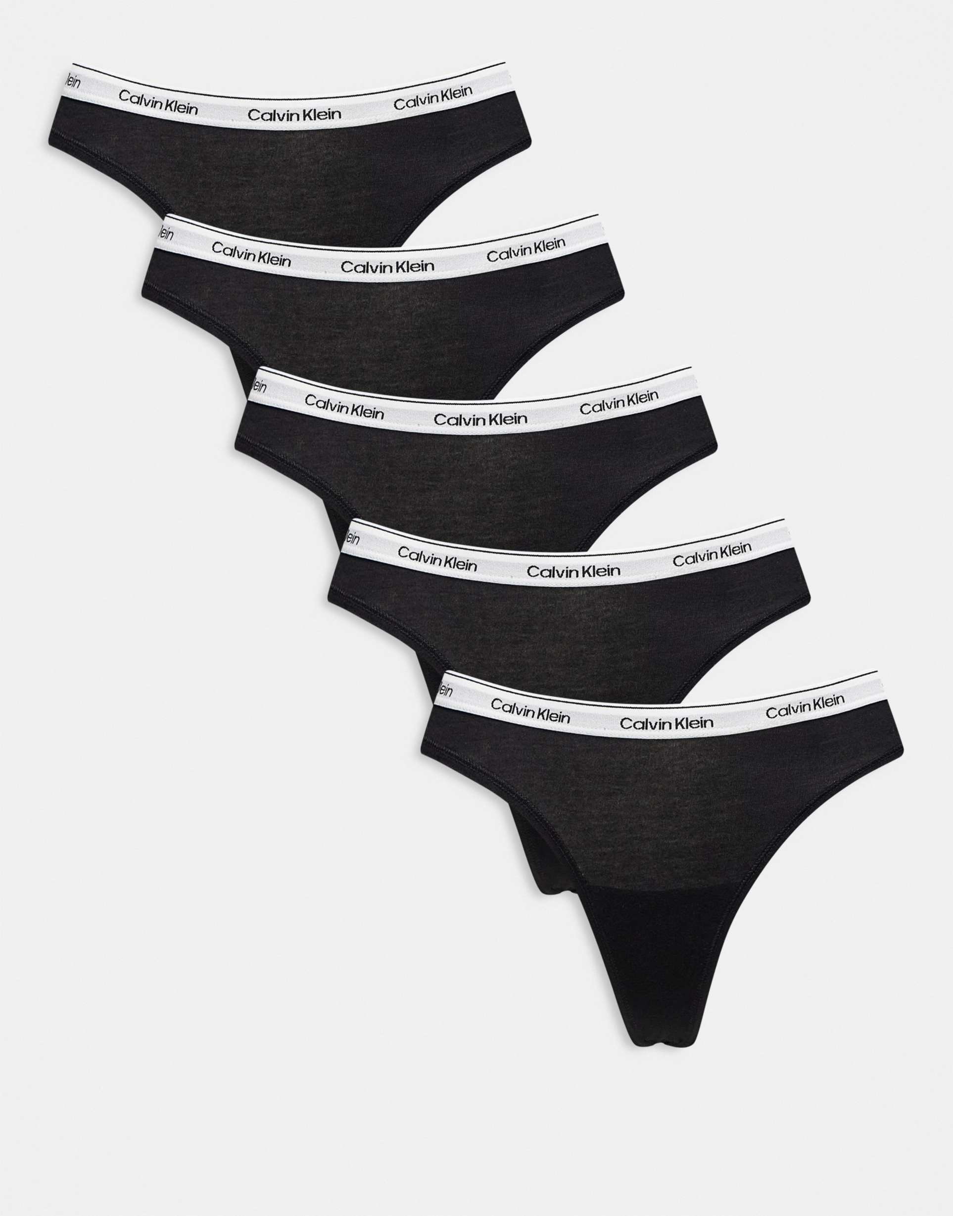 calvin klein icon logo 5 pack thongs in black