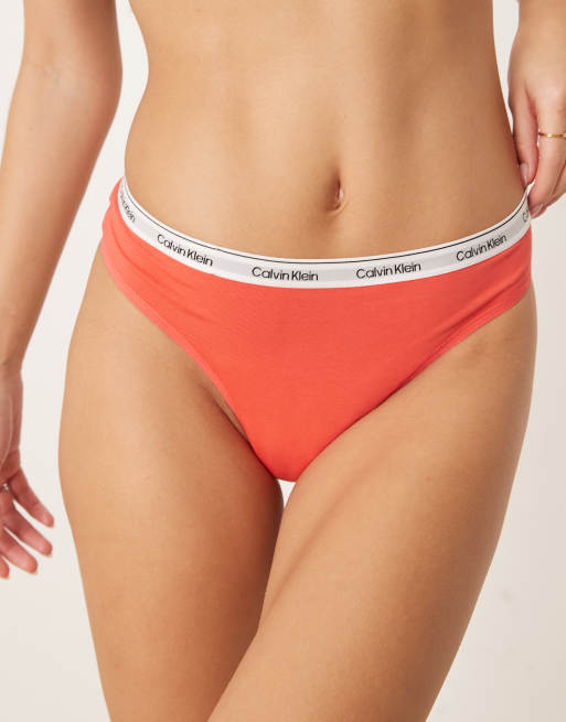 Calvin Klein Icon logo brazilian briefs in coral, 3 of 4