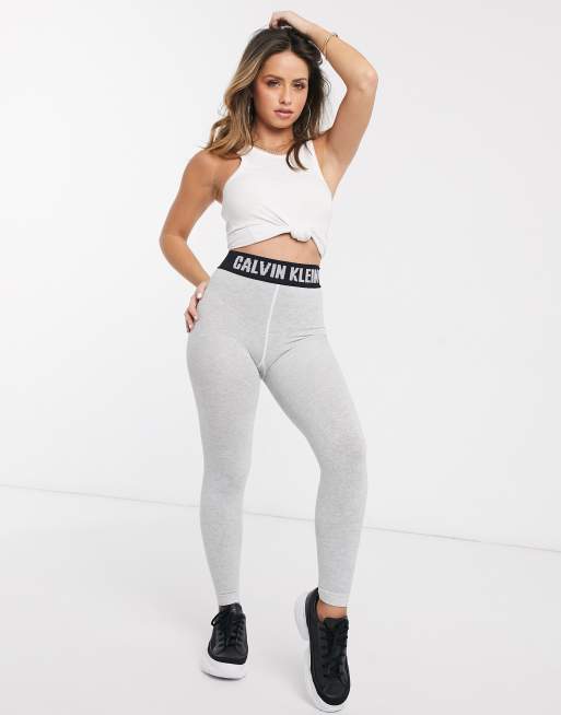 Calvin Klein – Icon Logo – Grå leggings med ikonlogga, 4 av 4