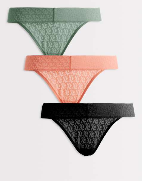 Calvin Klein Icon Logo Lace 3 pack low rise bikini briefs in black/grey/red - view 1