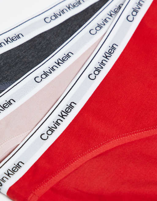 Calvin Klein - Icon Logo - Lot de 3 culottes - Gris, rouge et rose, 2 de 3