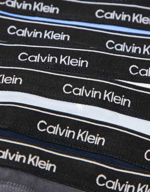Calvin Klein - Icon Logo - Pakke med 7 par hvide/blå g-strenge med sorte taljebånd, 3 af 3