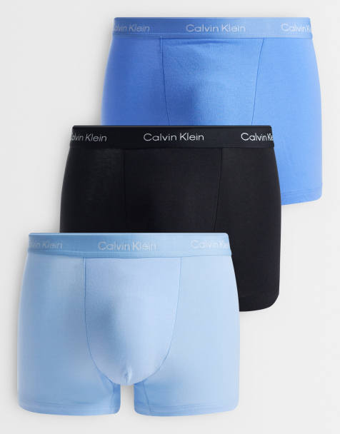 Calvin Klein - Icon - Lot de 3 boxers à pinces en coton stretch - Noir/bleu/bleu ciel - view 1