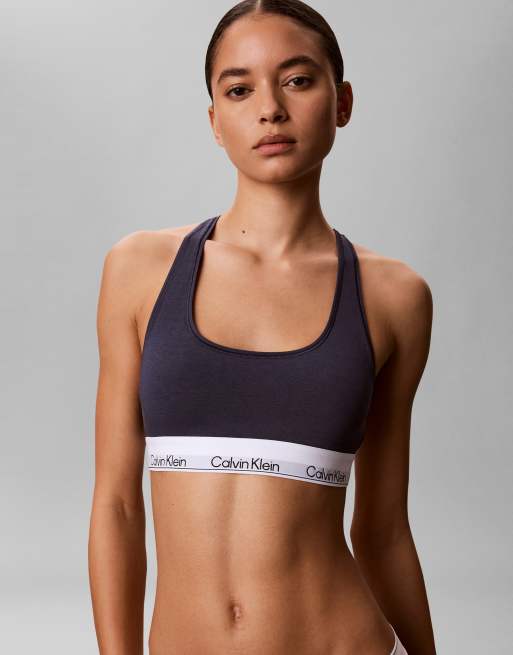 Calvin Klein - Icon - Ongevoerde bralette van katoen en modal in marineblauw, 3 van 5