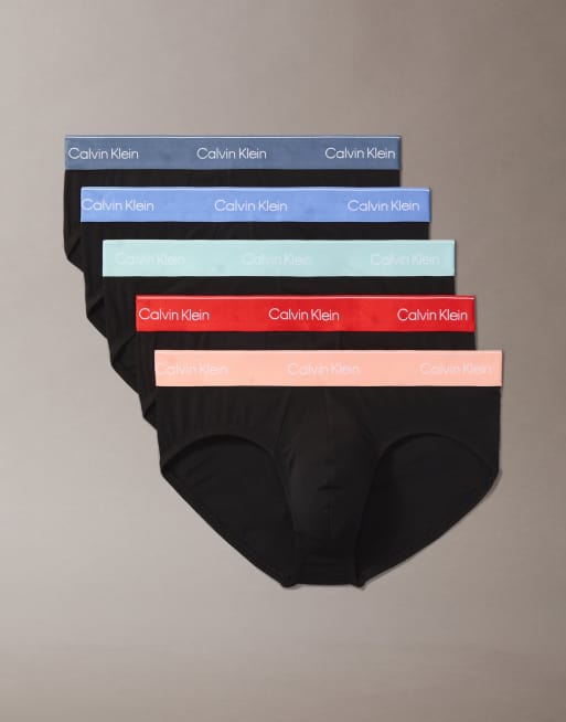 Calvin Klein - Icon - Pakke med 3 par sorte boksershorts i bomuld med stretch samt taljebånd i rød/blå