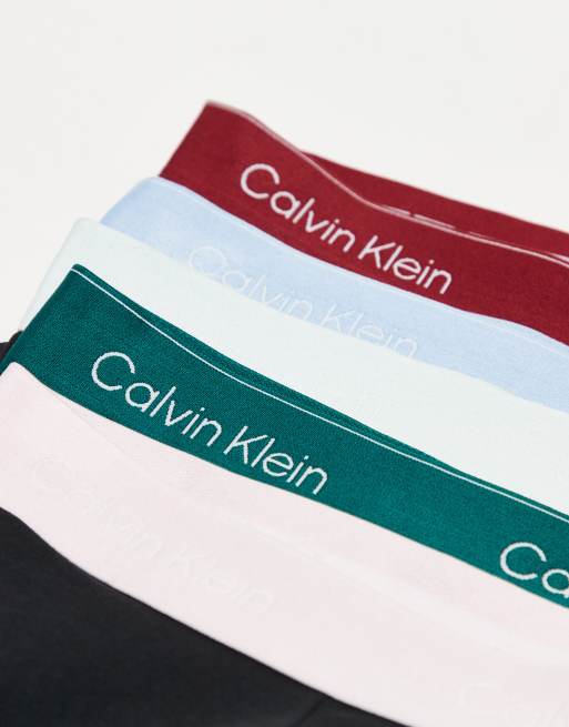 Calvin Klein - Icon - Pakke med 5 par sorte afslappede boksershorts med stretch og farvede taljebånd i bomuld, 2 af 3