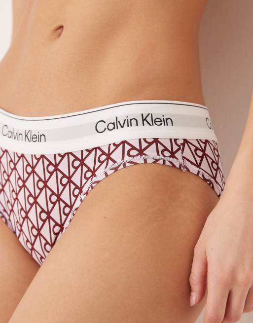 Calvin Klein – Icon – Rosa, emblemmönstrad bikiniunderdel i bomull och modal, 3 av 4