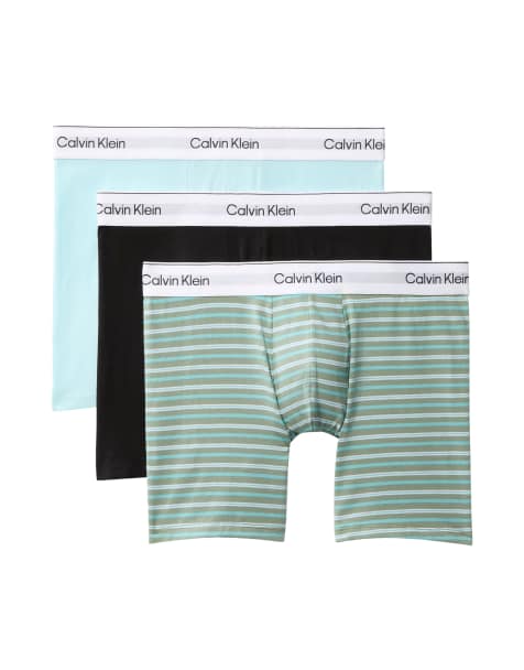 Calvin Klein - Icon - Set van 3 boxershorts van stretchkatoen in zwart, gestreept en aqua - view 1