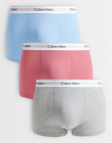 Calvin Klein - Icon - Set van 3 ruimvallende boxershorts van stretchkatoen in grijs/blauw/roze - view 1