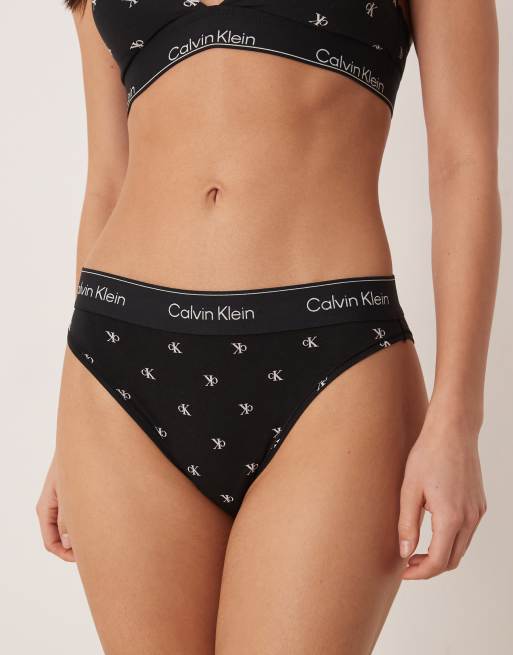 Calvin Klein - Icon - Sorte tangatrusser med høj benskæring og mønster i modal- og bomuldsblanding, 2 af 4